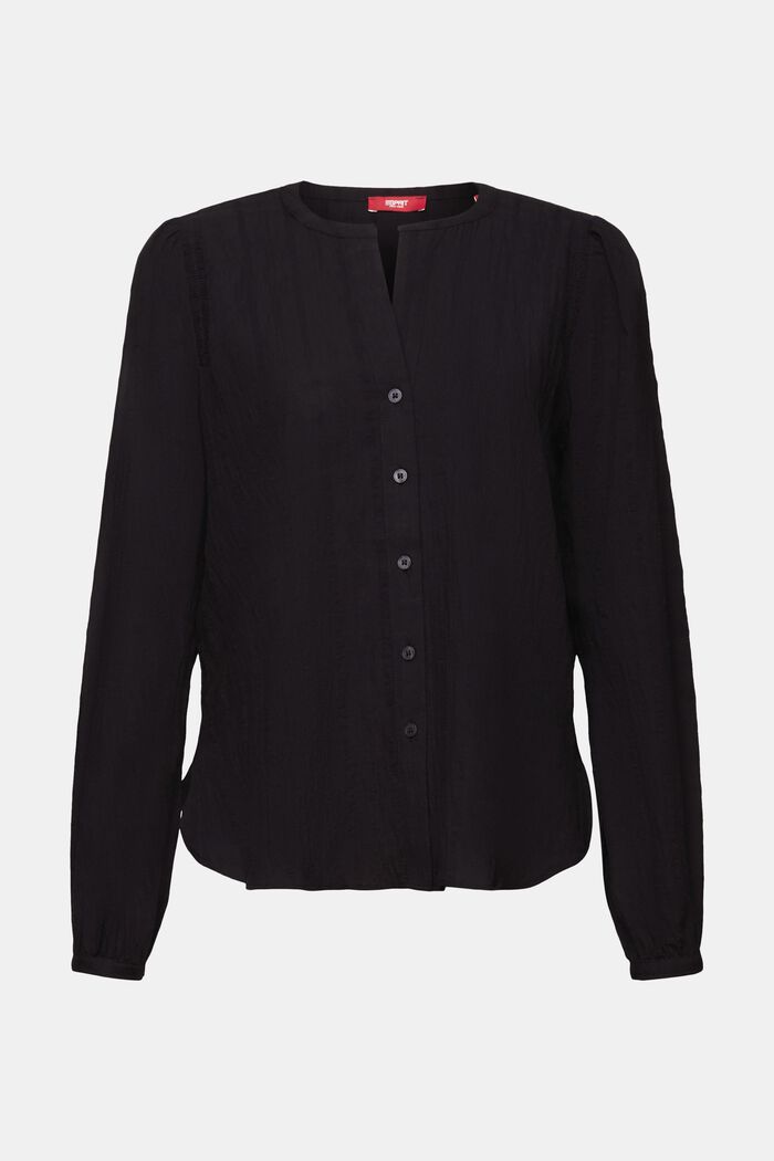 Katoenen blouse met structuur, BLACK, detail image number 6