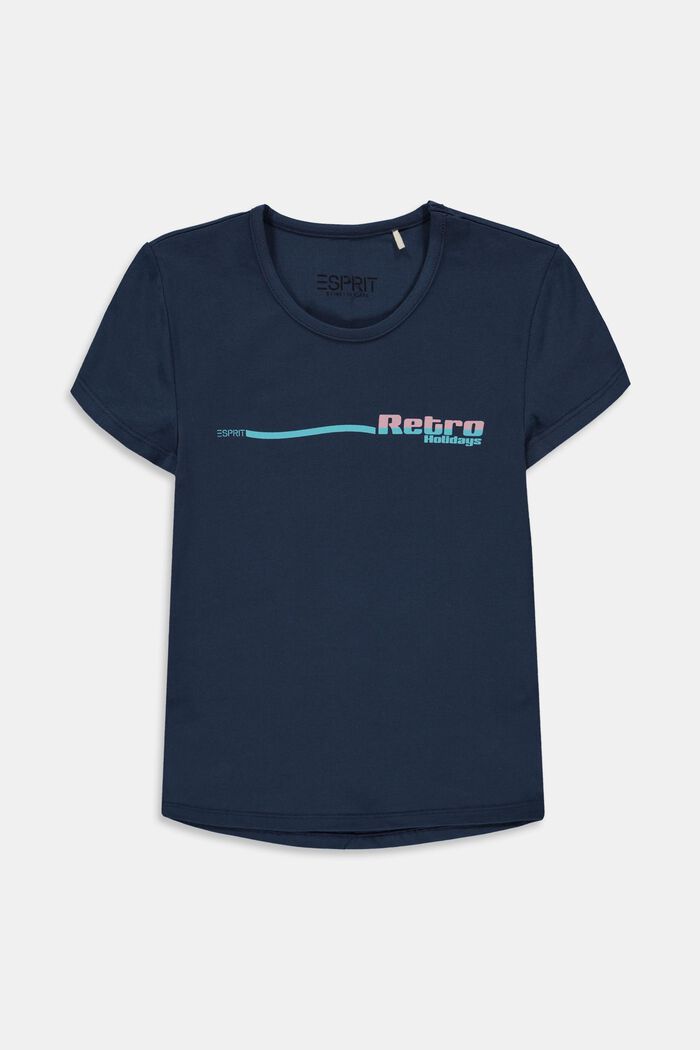 T-shirt met print, katoen-stretch, PETROL BLUE, overview