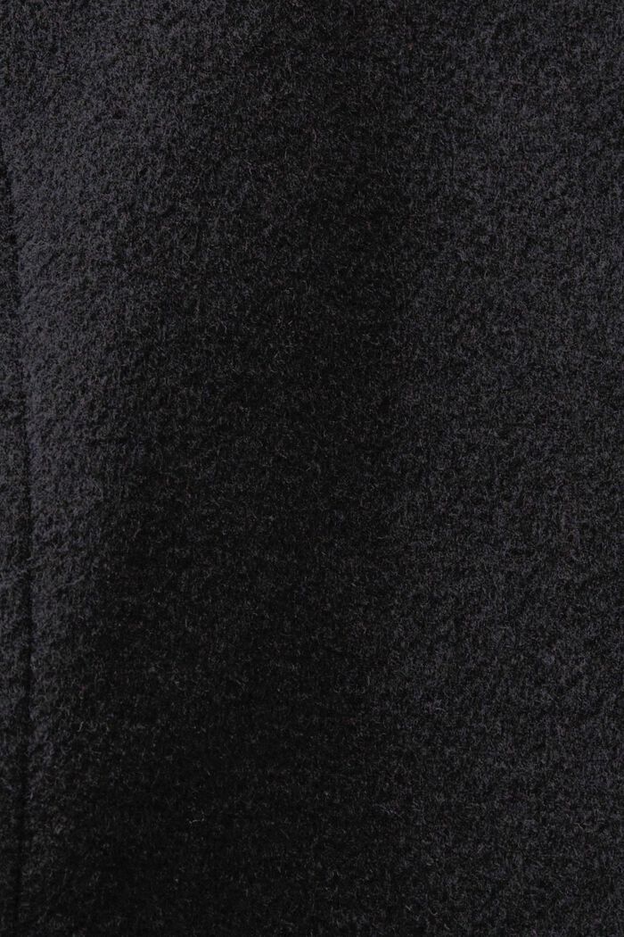 Gerecycled: mantel van wolmix met capuchon en riem, BLACK, detail image number 4