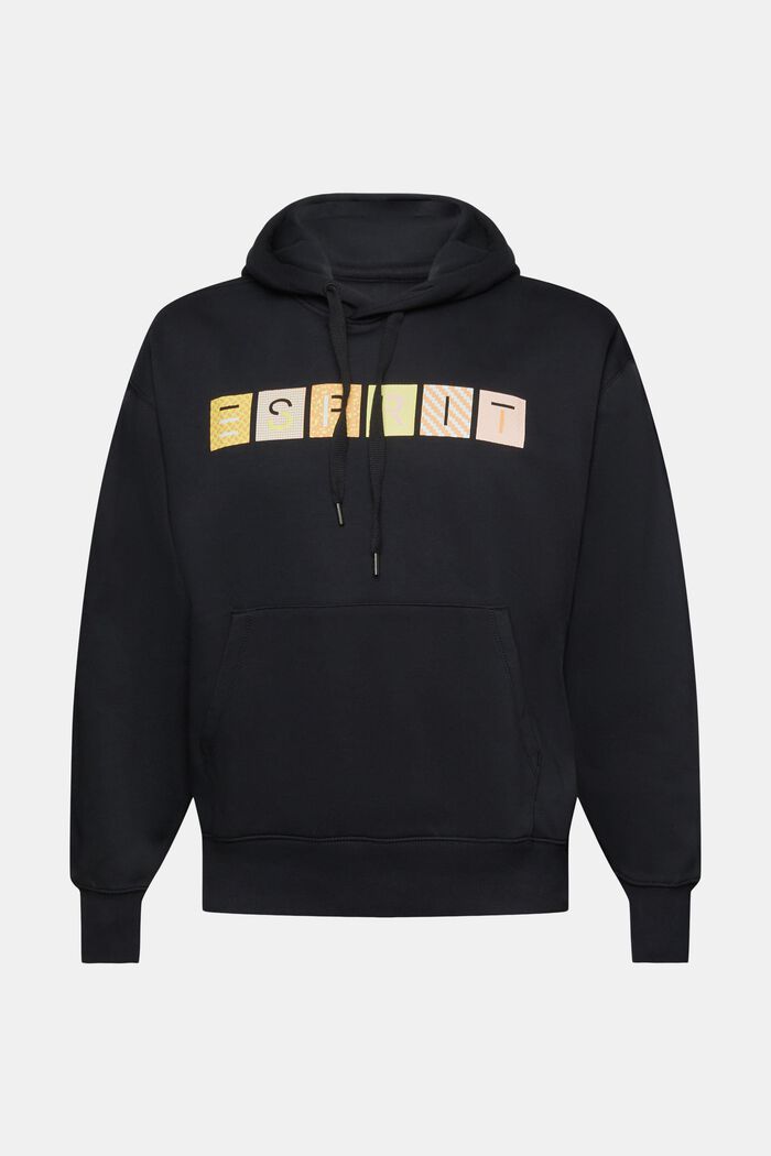 Sweatshirt van fleece met hoodie en logo, BLACK, detail image number 6