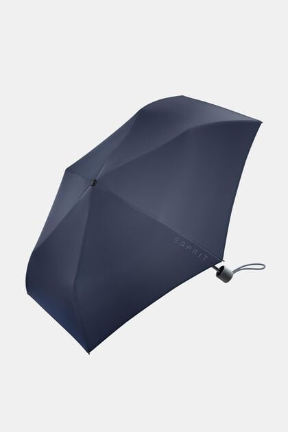 Opvouwbare, marineblauwe paraplu met logoprint