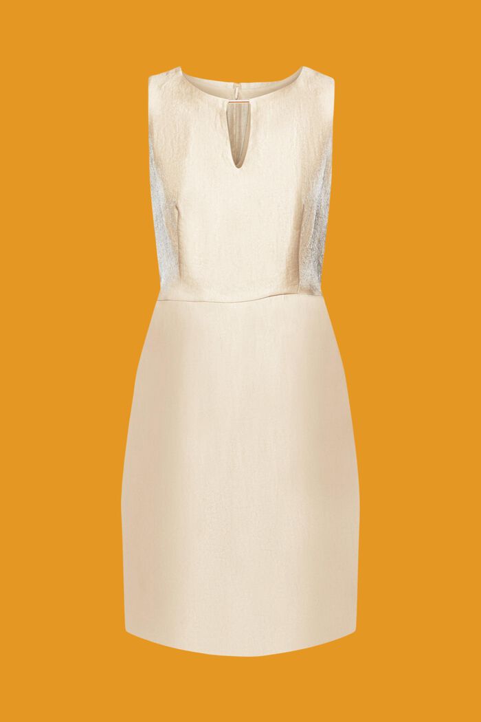 Mini-jurk van metallic twill, CREAM BEIGE, detail image number 6