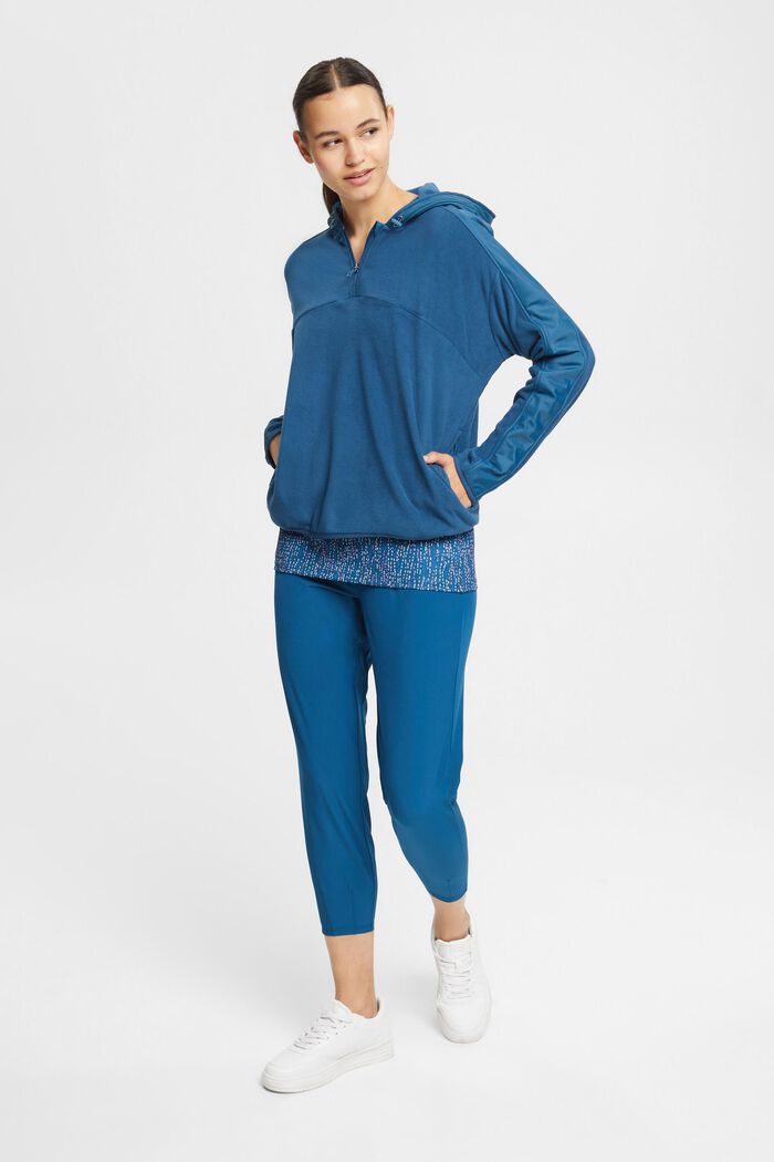 Fleece sweatshirt met capuchon, PETROL BLUE, detail image number 1