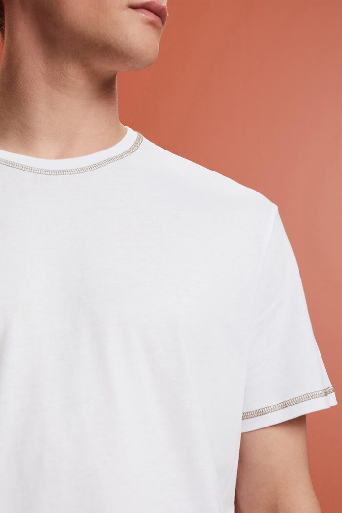 Jersey T-shirt met contrasterende zomen, WHITE, detail image number 2