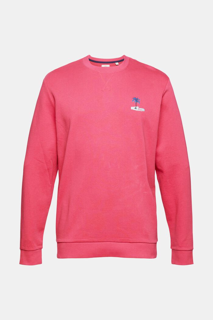 Sweatshirt met klein geborduurd motief, DARK PINK, detail image number 5