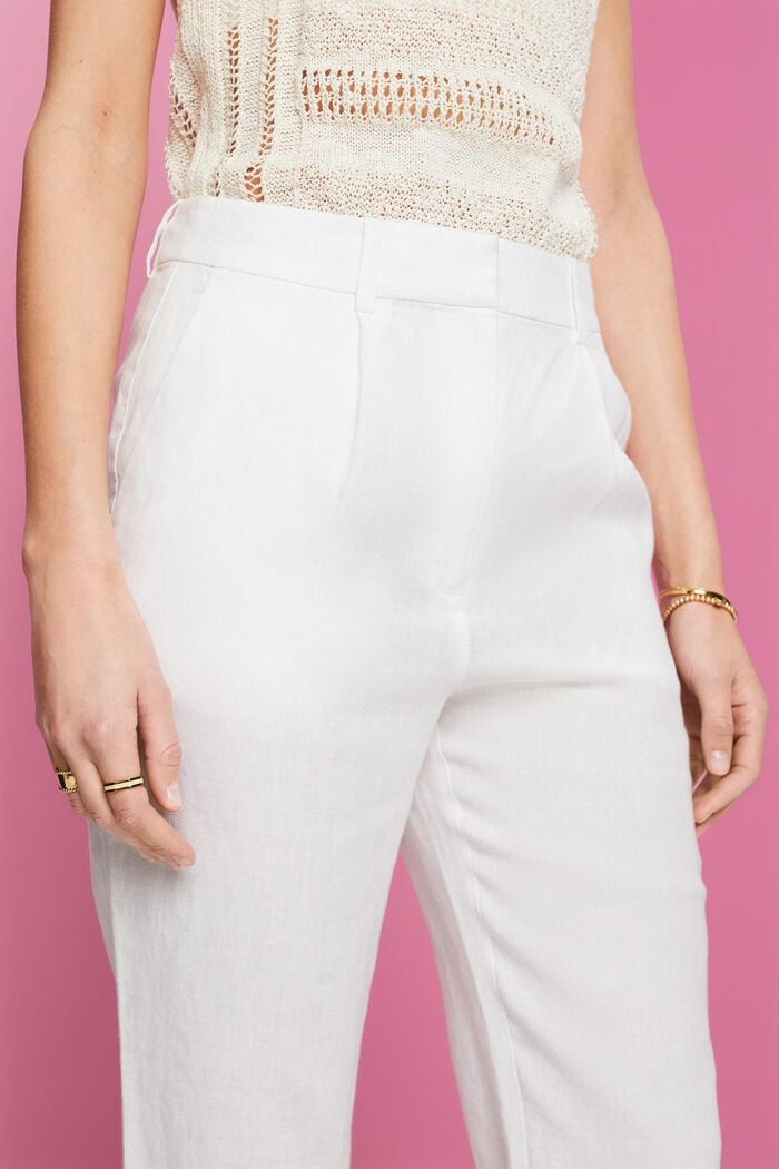 Cropped linnen broek, WHITE, detail image number 2