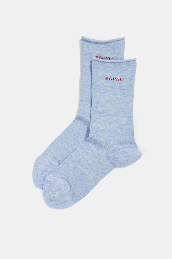 Set van 2 paar sokken met rolrandjes, organic cotton, JEANS, detail image number 0