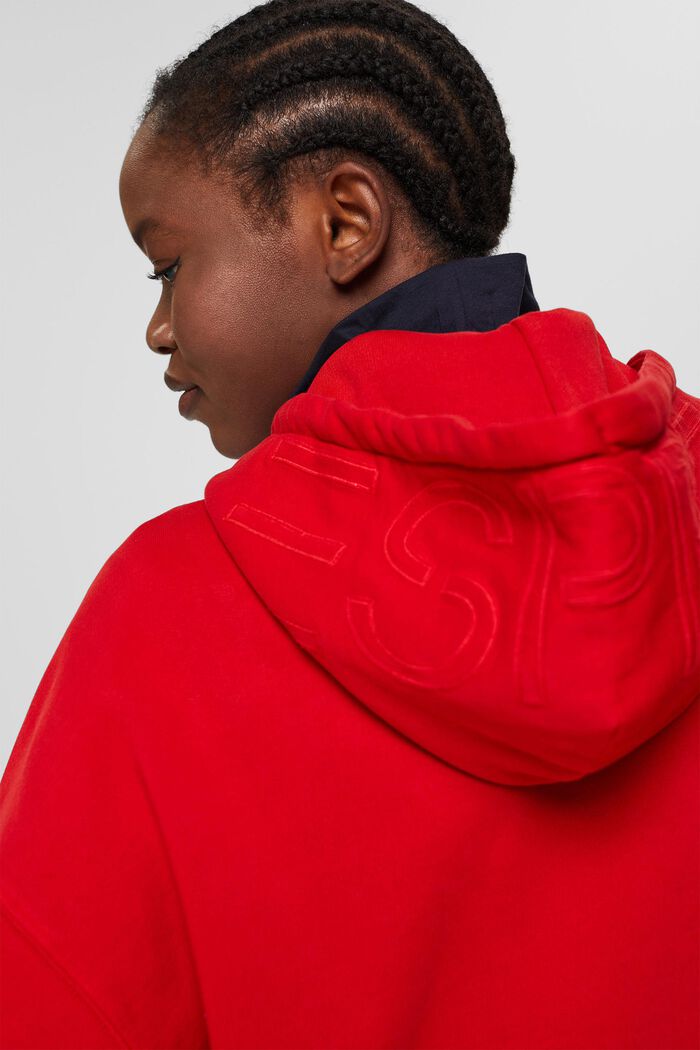 Relaxte hoodie met logo, 100% biologisch katoen, RED, detail image number 5