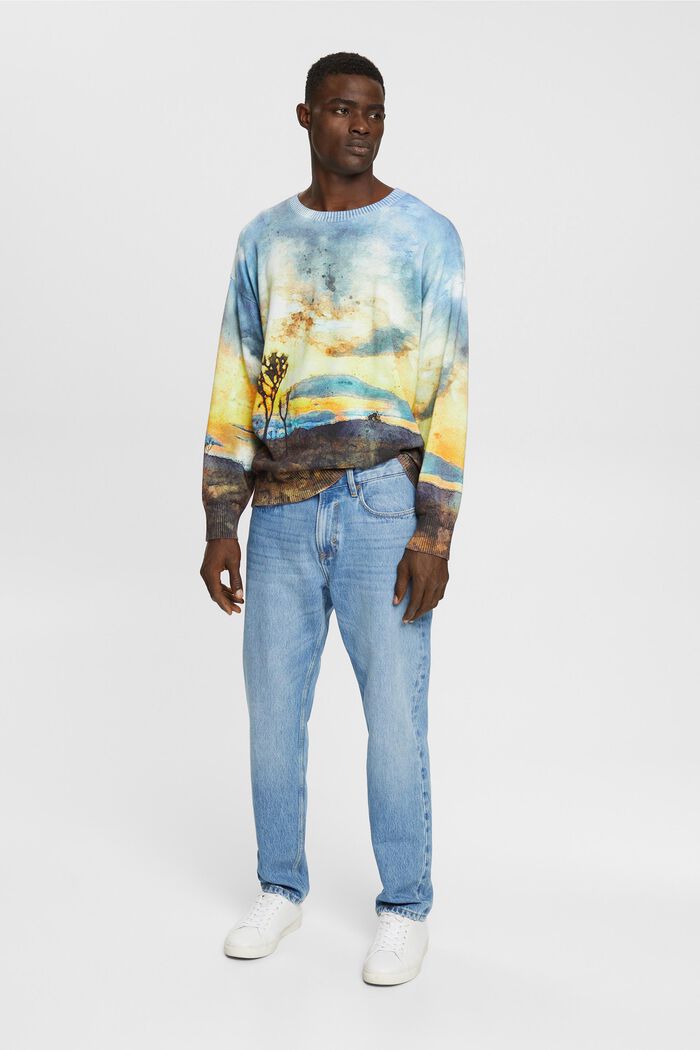 Sweatshirt met digitale landschapprint all-over, LIGHT BLUE, detail image number 4