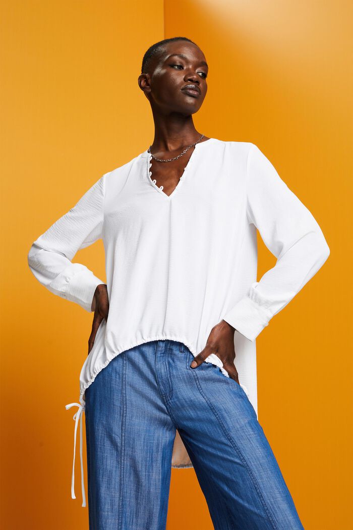 Crêpe blouse met knopen, WHITE, detail image number 0