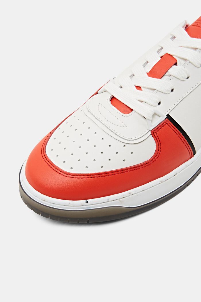 Leren sneakers met vetersluiting, CORAL RED, detail image number 3