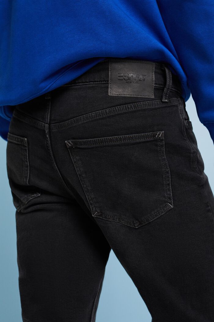 Mid rise regular tapered jeans, BLACK DARK WASHED, detail image number 4