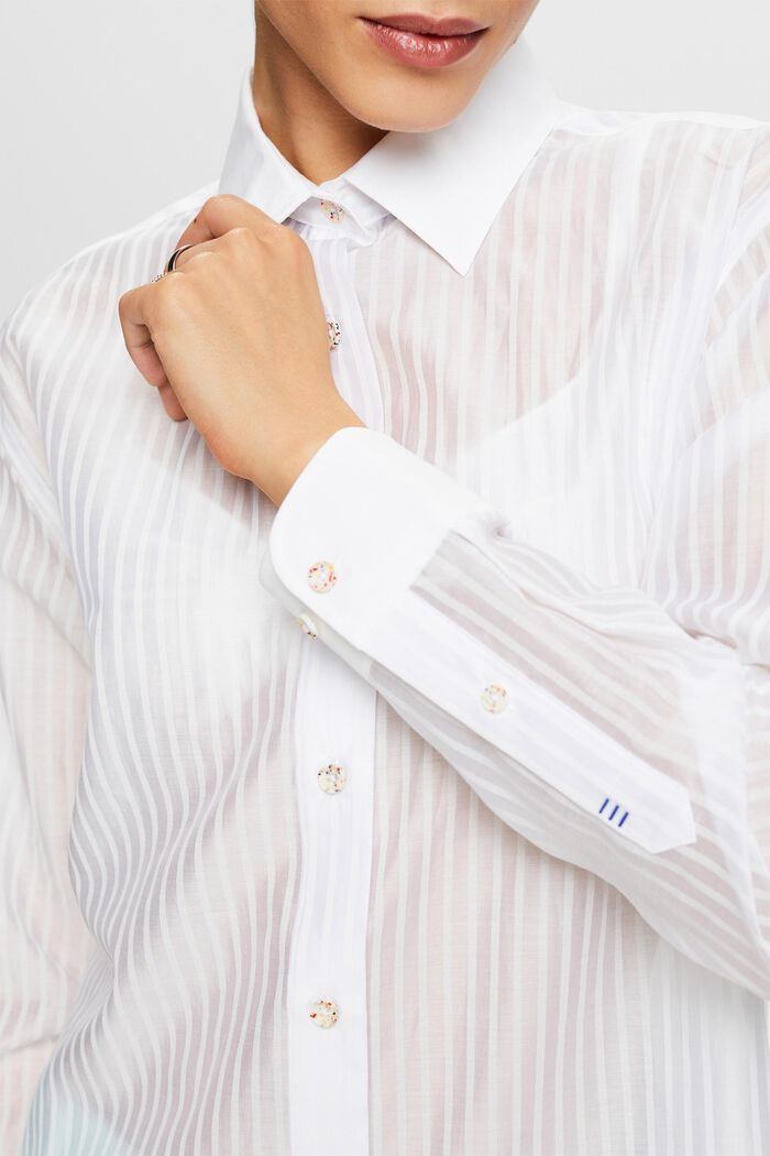 Transparant, gestreept buttondownhemd, WHITE, detail image number 3