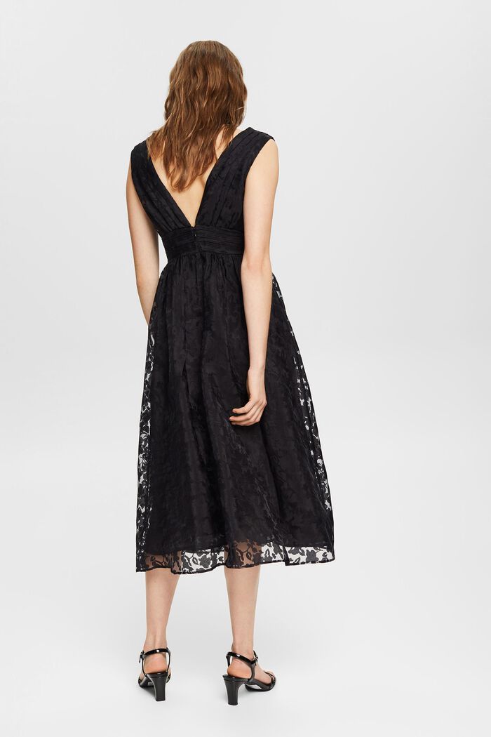 Gerecycled: jurk van tule met bloemetjesmotief, BLACK, detail image number 2