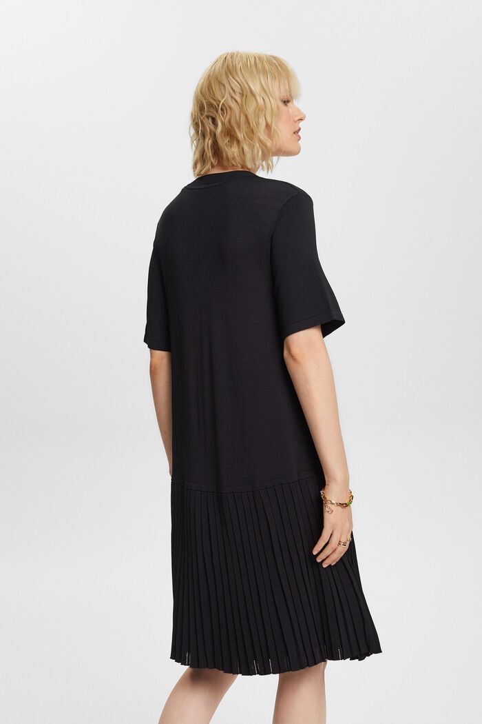Geplooide jurk met verlaagde taille, BLACK, detail image number 4