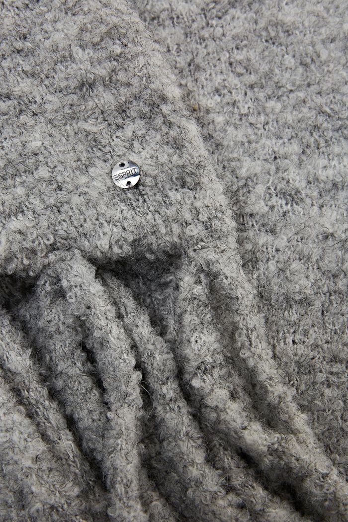 Bouclé sjaal met wol, MEDIUM GREY, detail image number 1