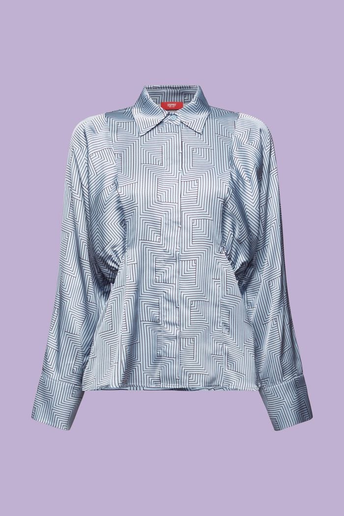 Satijnen blouse met vleermuismouwen, LIGHT BLUE LAVENDER, detail image number 6