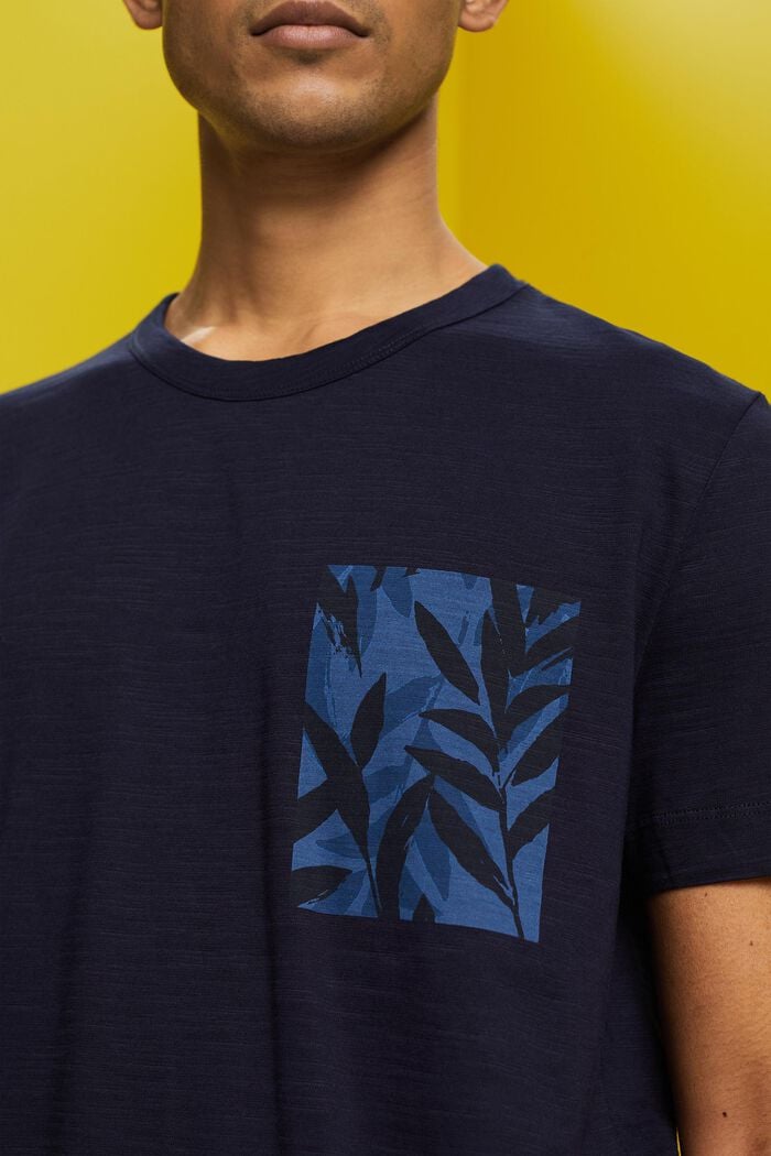 Jersey T-shirt met print op de borst, 100% katoen, NAVY, detail image number 2