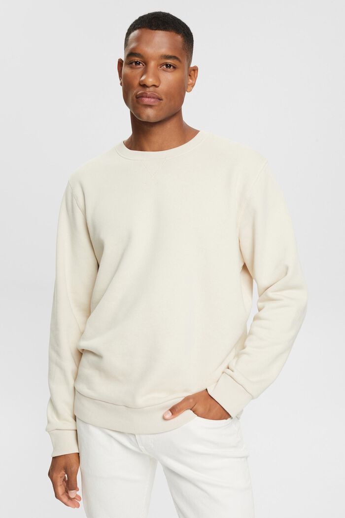 Effen sweatshirt met regular fit, CREAM BEIGE, detail image number 0