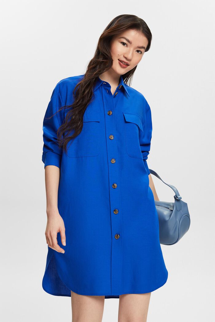 Oversized overhemd met knoopsluiting, BRIGHT BLUE, detail image number 0