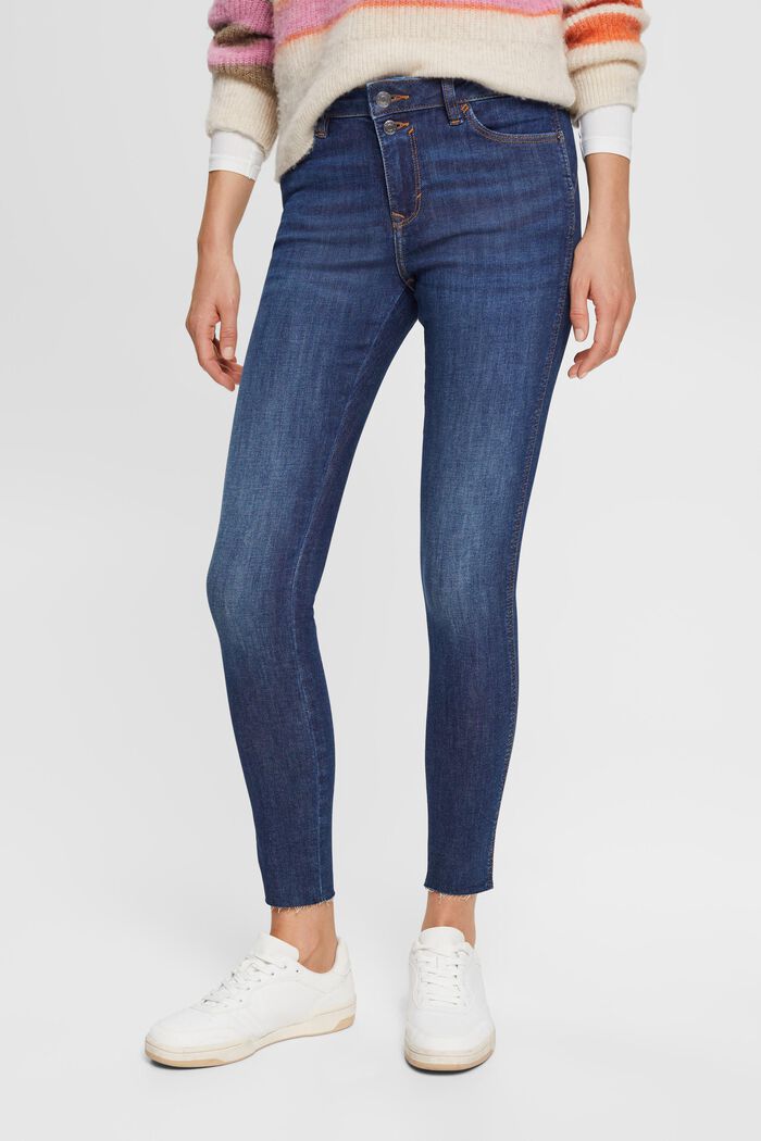 High-rise skinny jeans met stretch, BLUE DARK WASHED, detail image number 0