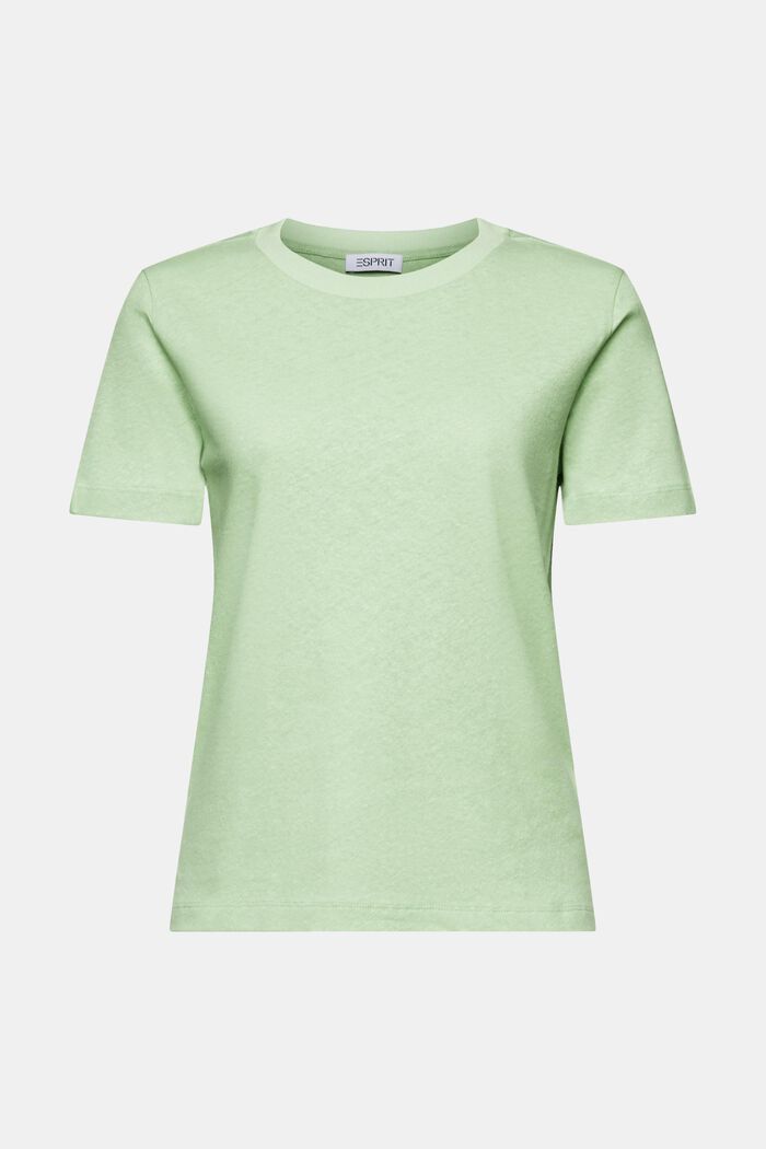 T-shirt van katoen en linnen, LIGHT GREEN, detail image number 7