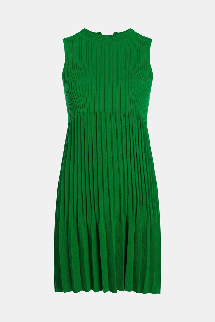 Fit and flare jurk met plooien, GREEN, overview