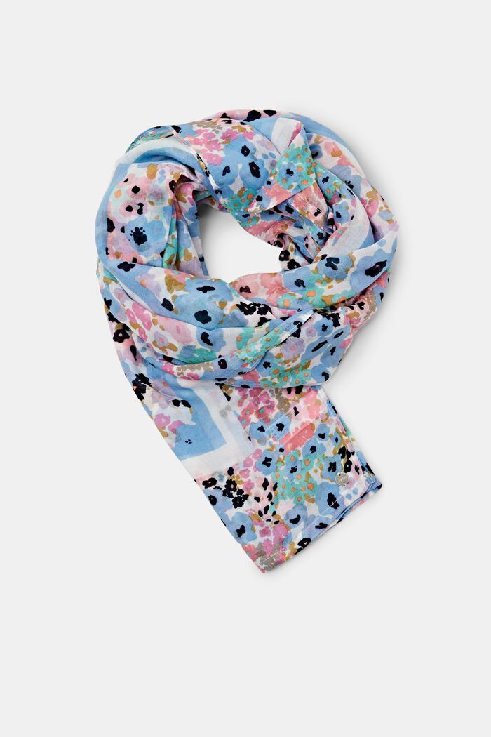 Lichte sjaal met print, LIGHT BLUE, detail image number 0