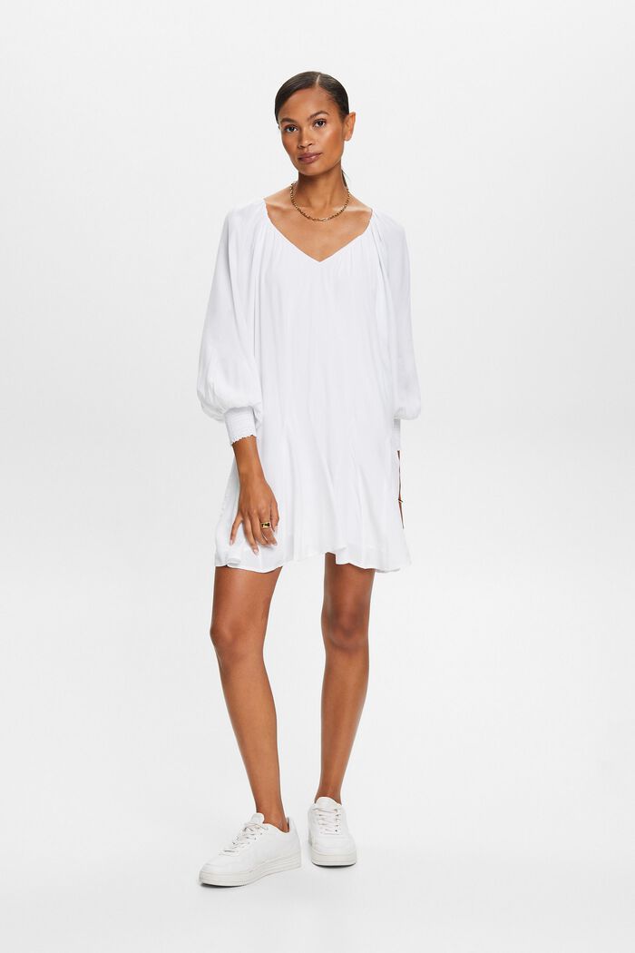 Godet mini-jurk, WHITE, detail image number 4