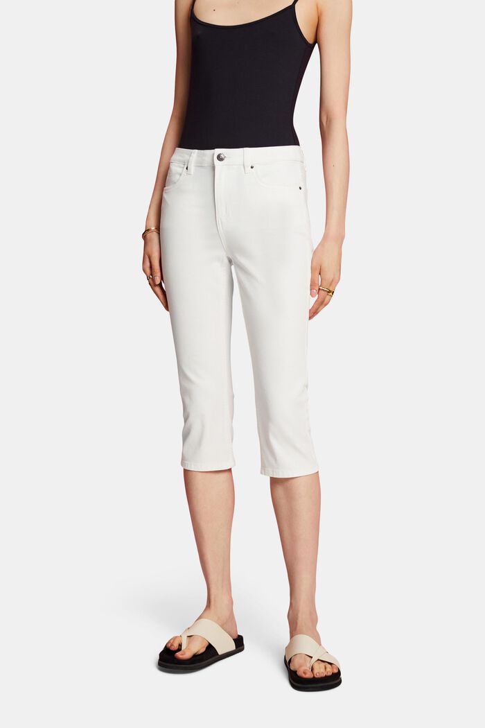 Mid rise capri jeans, WHITE, detail image number 0