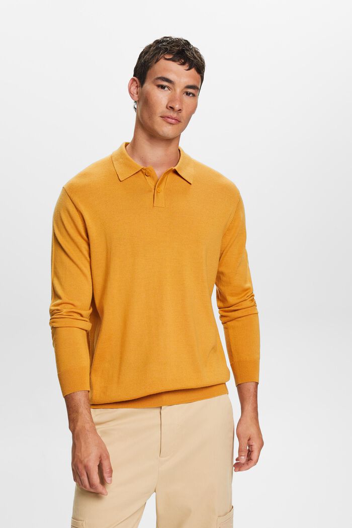 Wollen polosweater, HONEY YELLOW, detail image number 2