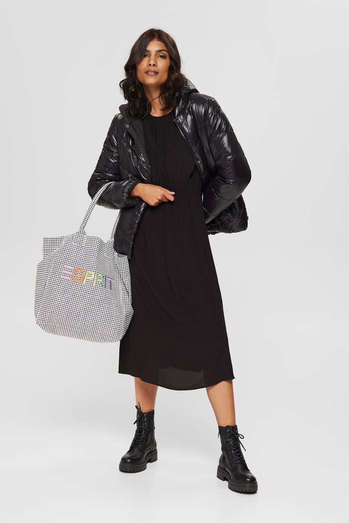 Midi-jurk van crêpe met LENZING™ ECOVERO™, BLACK, detail image number 1
