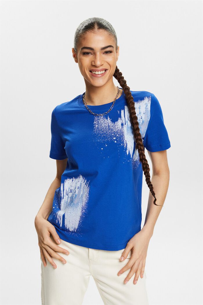Katoenen T-shirt met grafische print, BRIGHT BLUE, detail image number 0