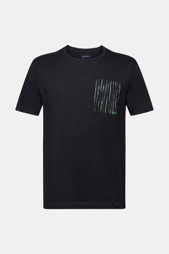 T-shirt van slubkatoen met zak met logo, BLACK, detail image number 5