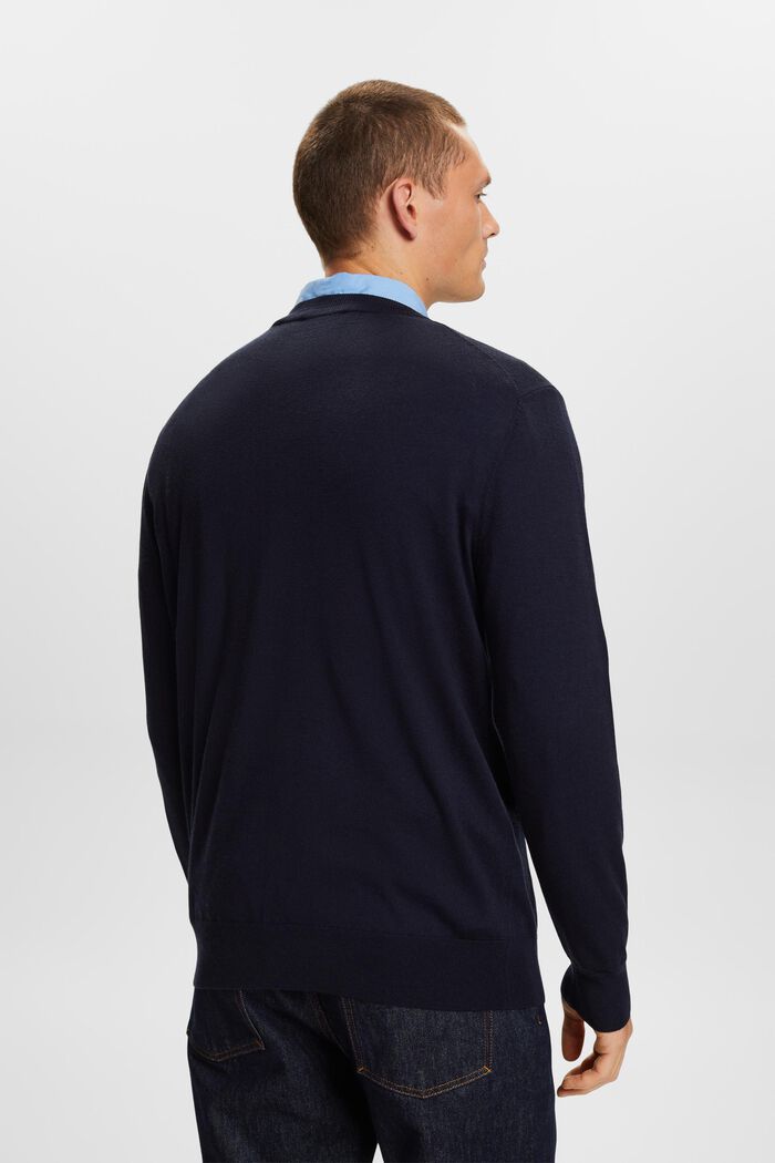 Wollen sweater met een ronde hals, NAVY, detail image number 4