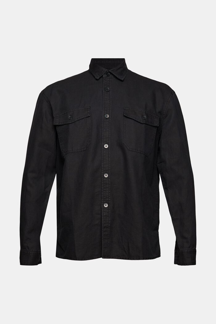 Van een linnenmix: oversized overhemd, BLACK, detail image number 6