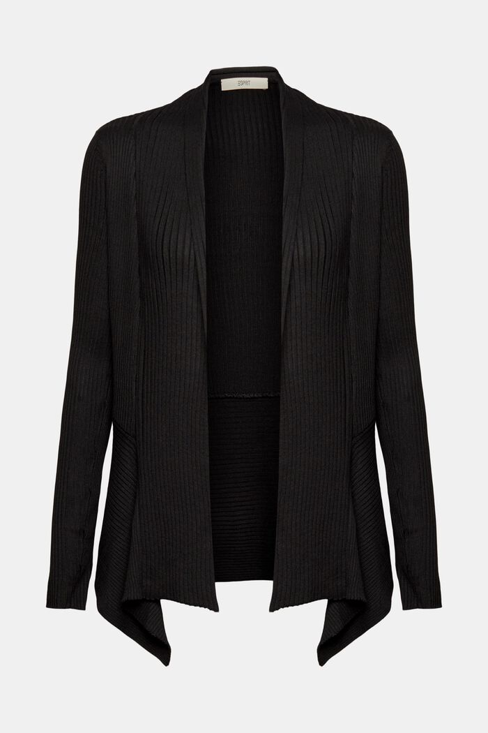 Ribgebreid vest met een asymmetrische zoom, BLACK, detail image number 2