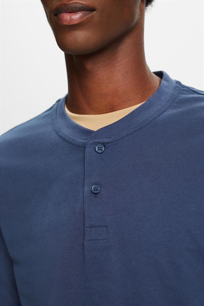 Henley shirt van gewassen katoen-jersey, GREY BLUE, detail image number 2