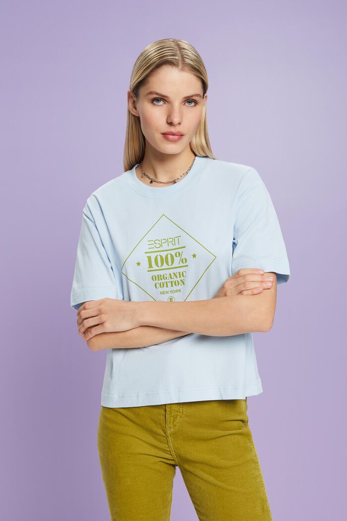T-shirt van organic cotton met print, PASTEL BLUE, detail image number 5