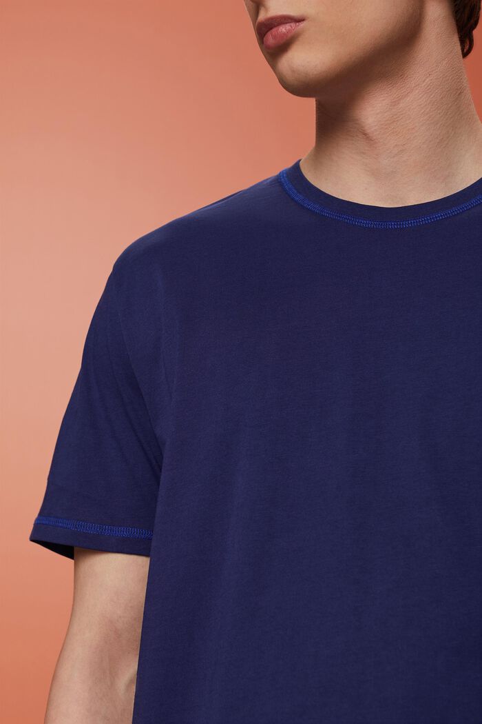 Jersey T-shirt met contrasterende zomen, DARK BLUE, detail image number 2