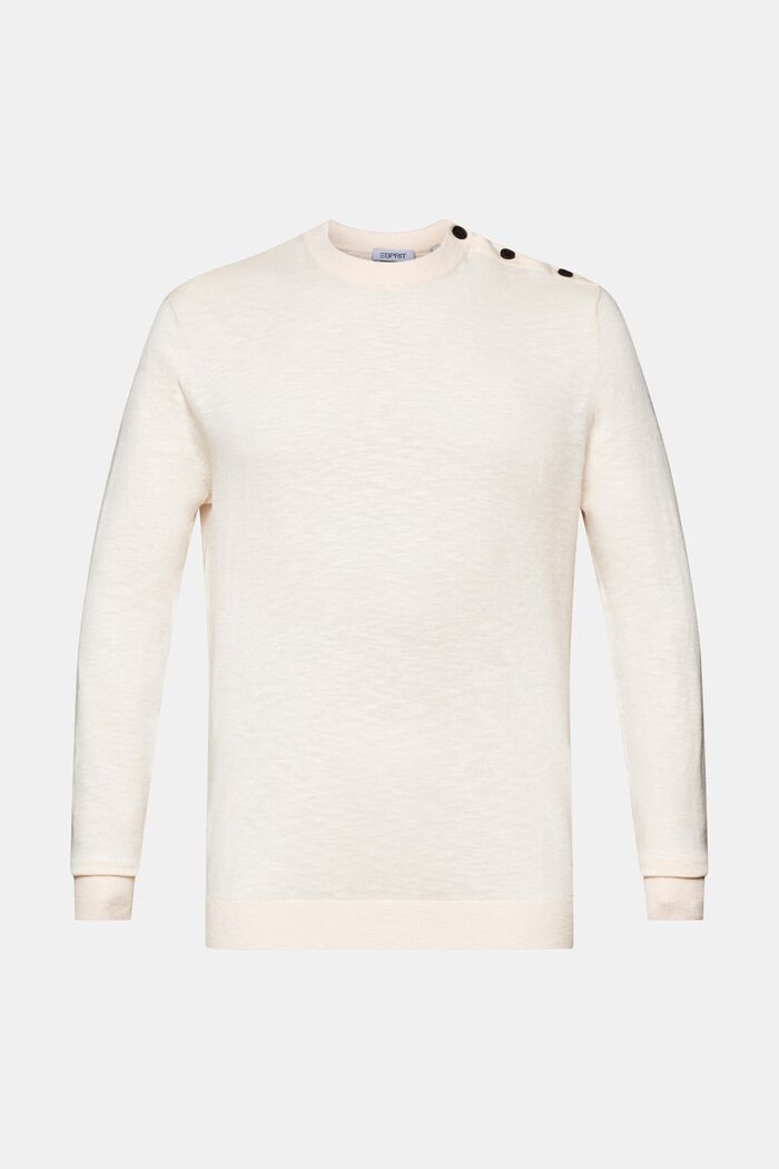Sweater van katoen en linnen met ronde hals, NUDE, detail image number 5