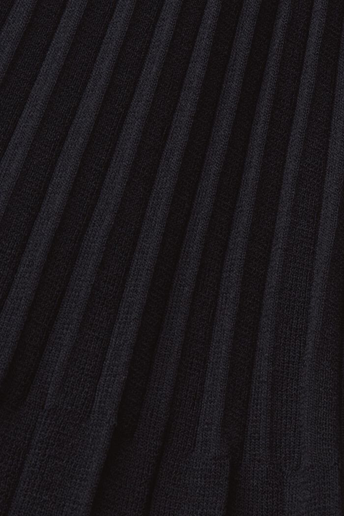 Geplisseerde mini-jurk met lange mouwen en ronde hals, BLACK, detail image number 5