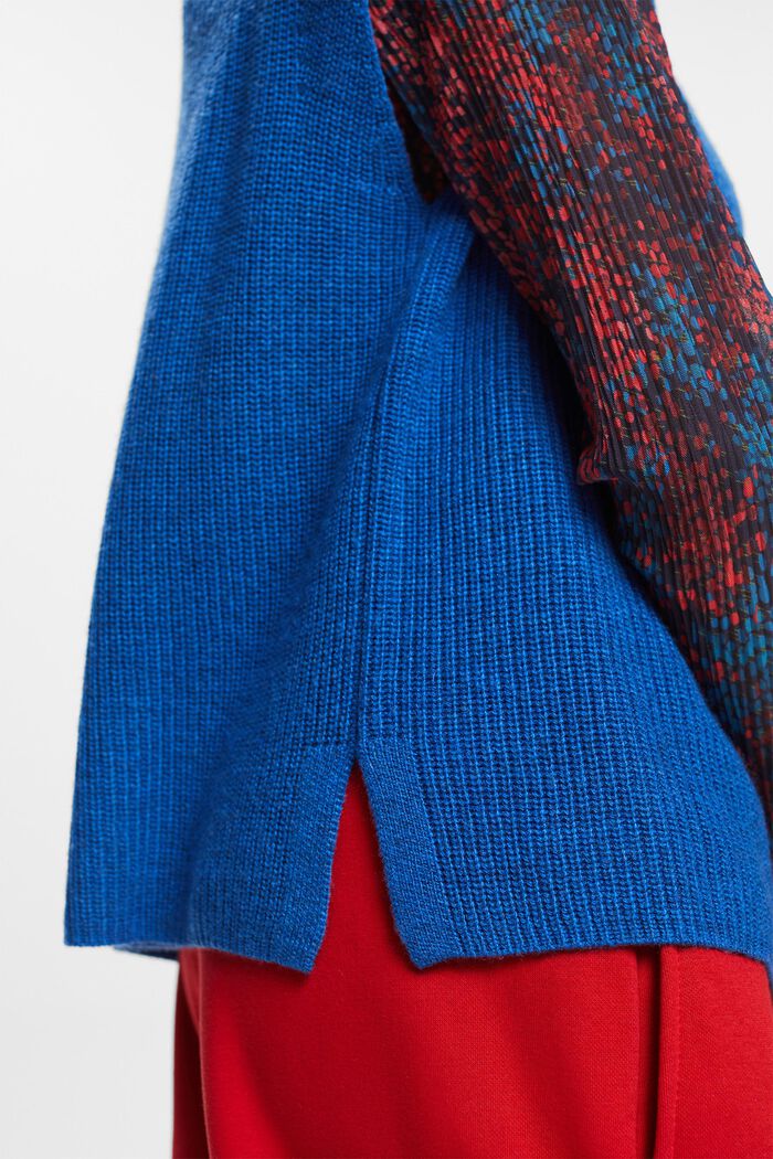 Ribgebreid, mouwloos vest van wolmix, BRIGHT BLUE, detail image number 1
