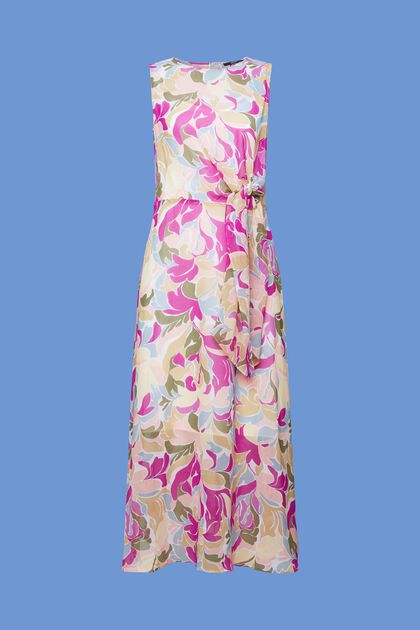 Midi-jurk van chiffon met geknoopt detail