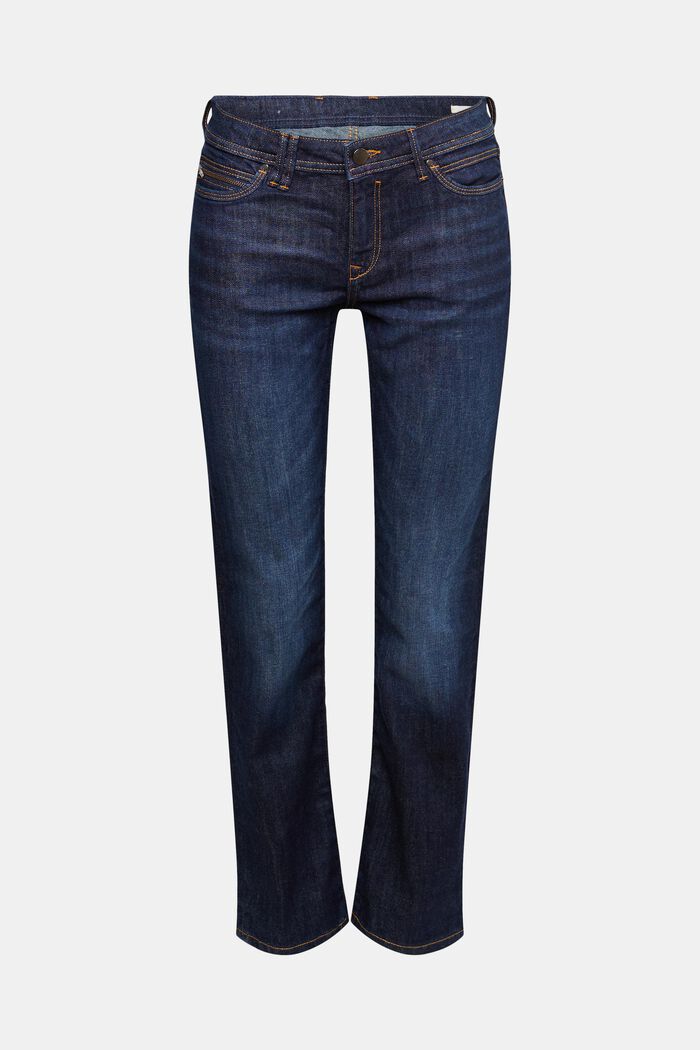 Jeans met rechte pijpen en stretch, BLUE DARK WASHED, detail image number 6