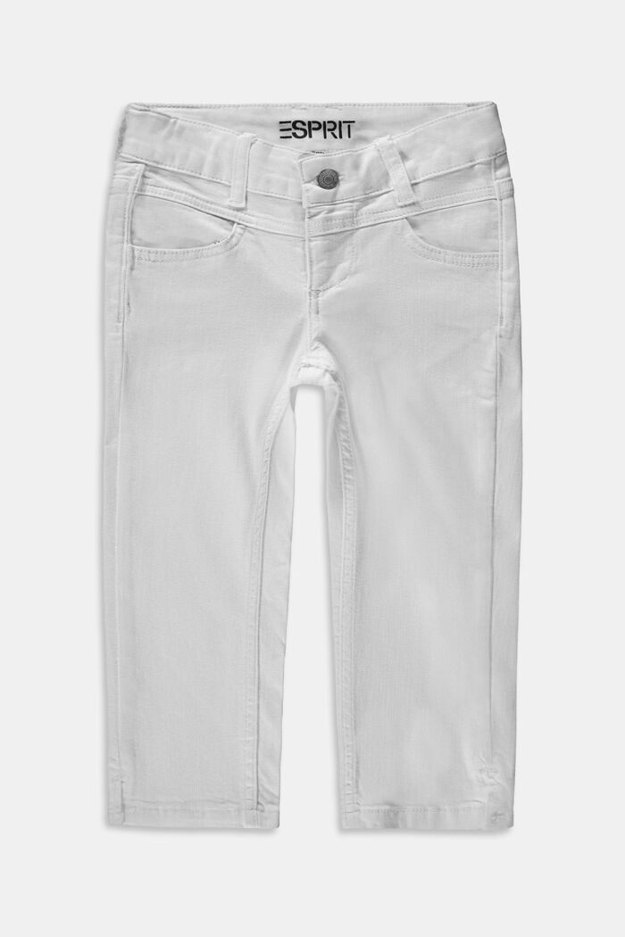Gerecycled: capri-jeans met verstelbare band, WHITE, overview