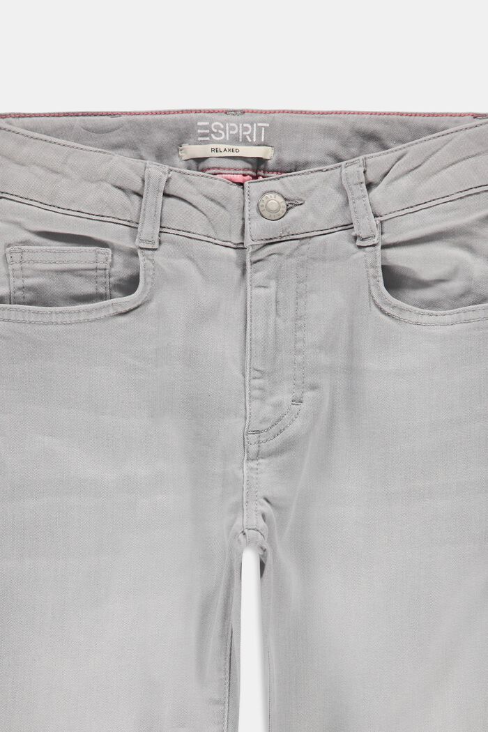 Jeans met rafelige zomen en een verstelbare band, GREY LIGHT WASHED, detail image number 2