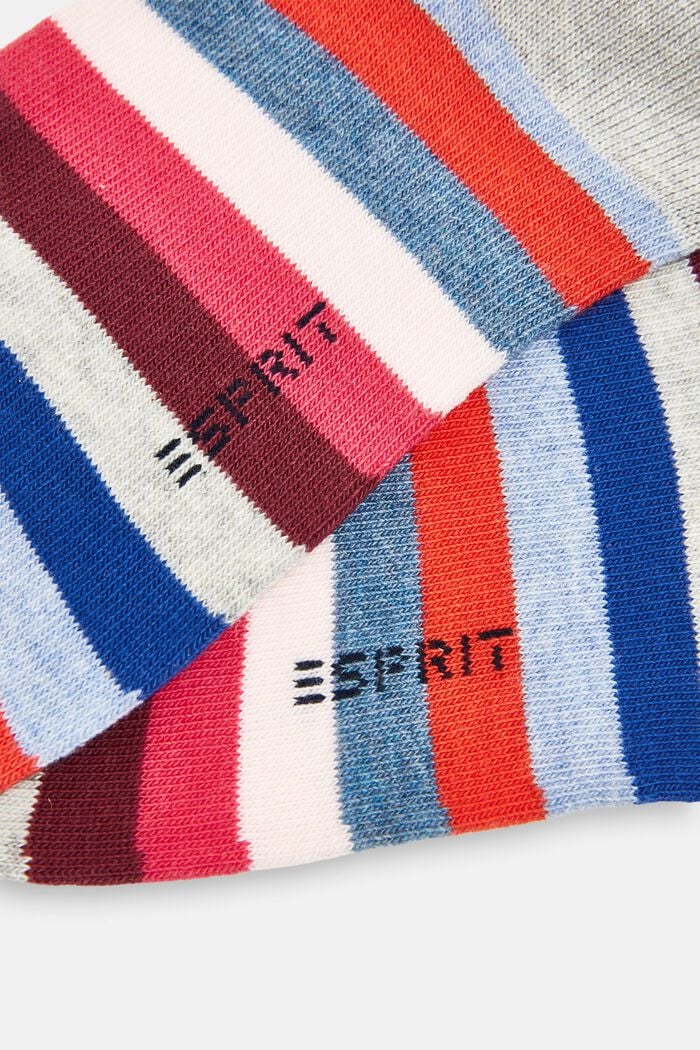 Set van twee paar gestreepte sokken, mix van biologisch katoen, LIGHT DENIM, detail image number 1