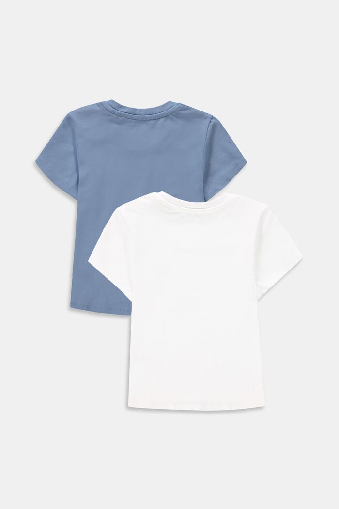 Set van 2 T-shirts met logoprint, BRIGHT BLUE, detail image number 1