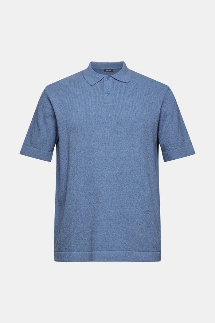 Poloshirt met bouclé-look, GREY BLUE, overview